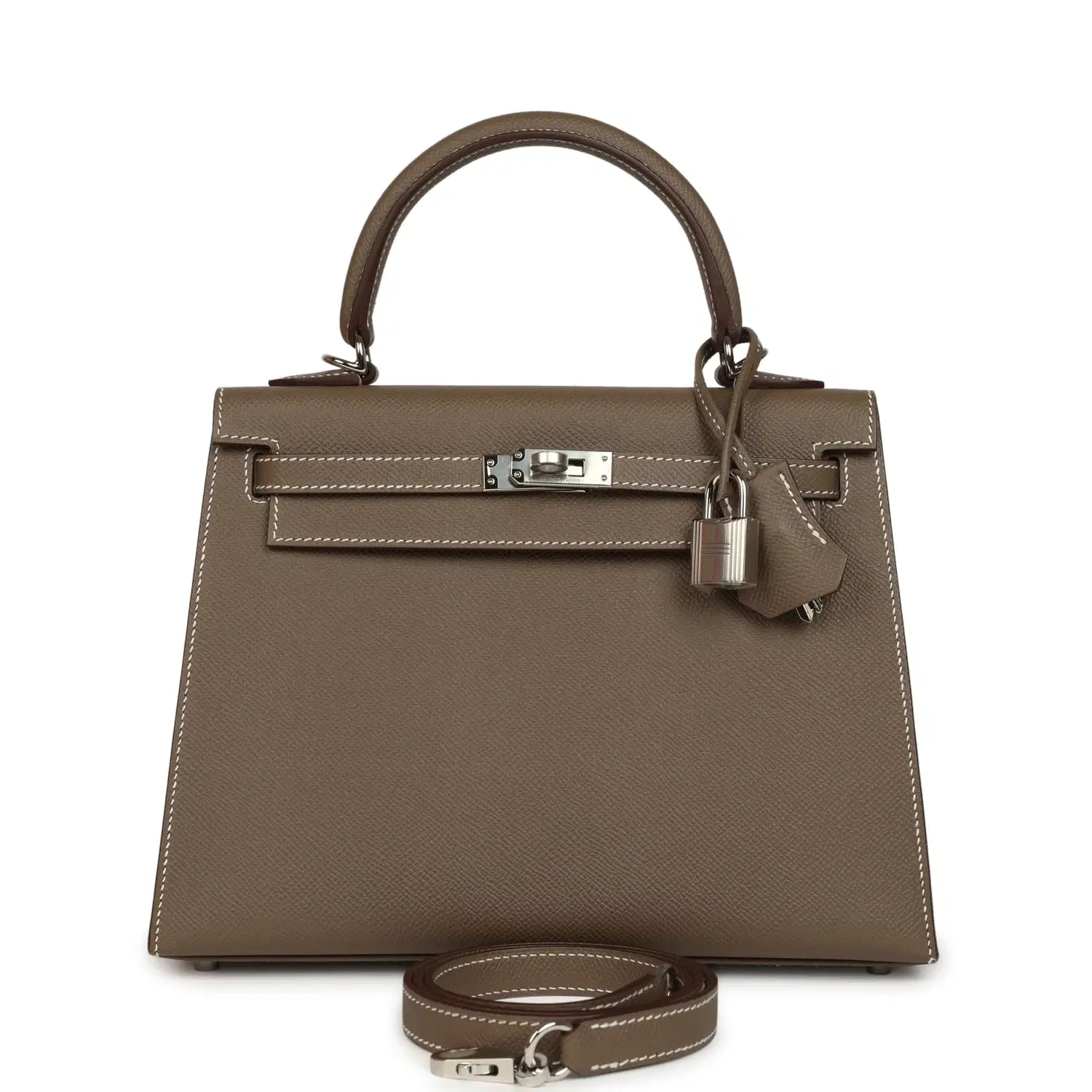 Hermes Kelly Sellier 25 Etoupe Epsom Palladium Hardware