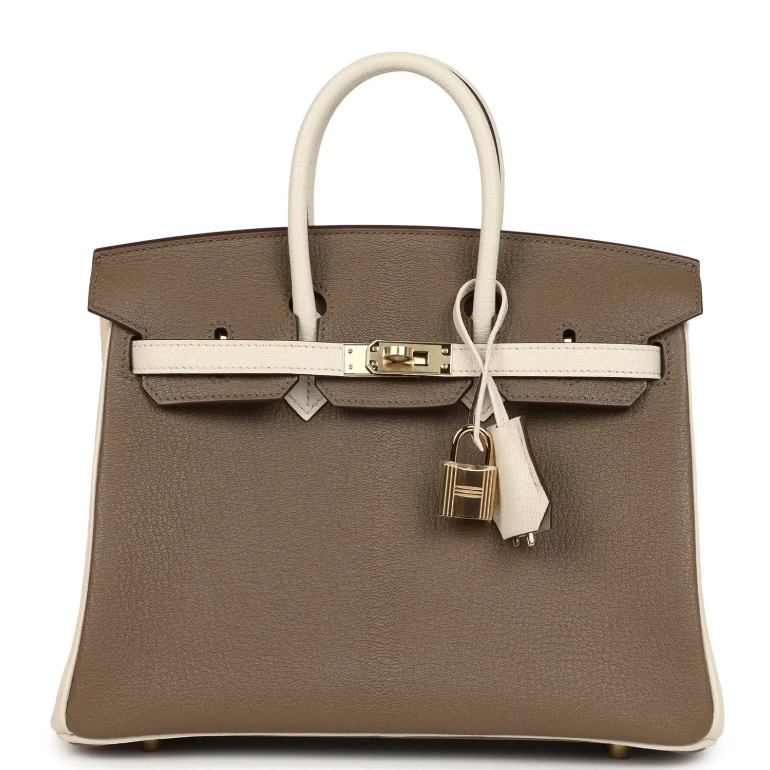 Hermes Special Order (HSS) Birkin 25 Etoupe and Nata Chevre Mysore Permabrass Hardware