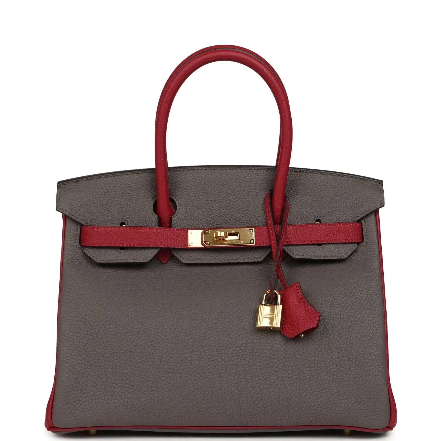 Hermes Special Order (HSS) Birkin 30 Etain and Rouge Grenat Togo Gold Hardware