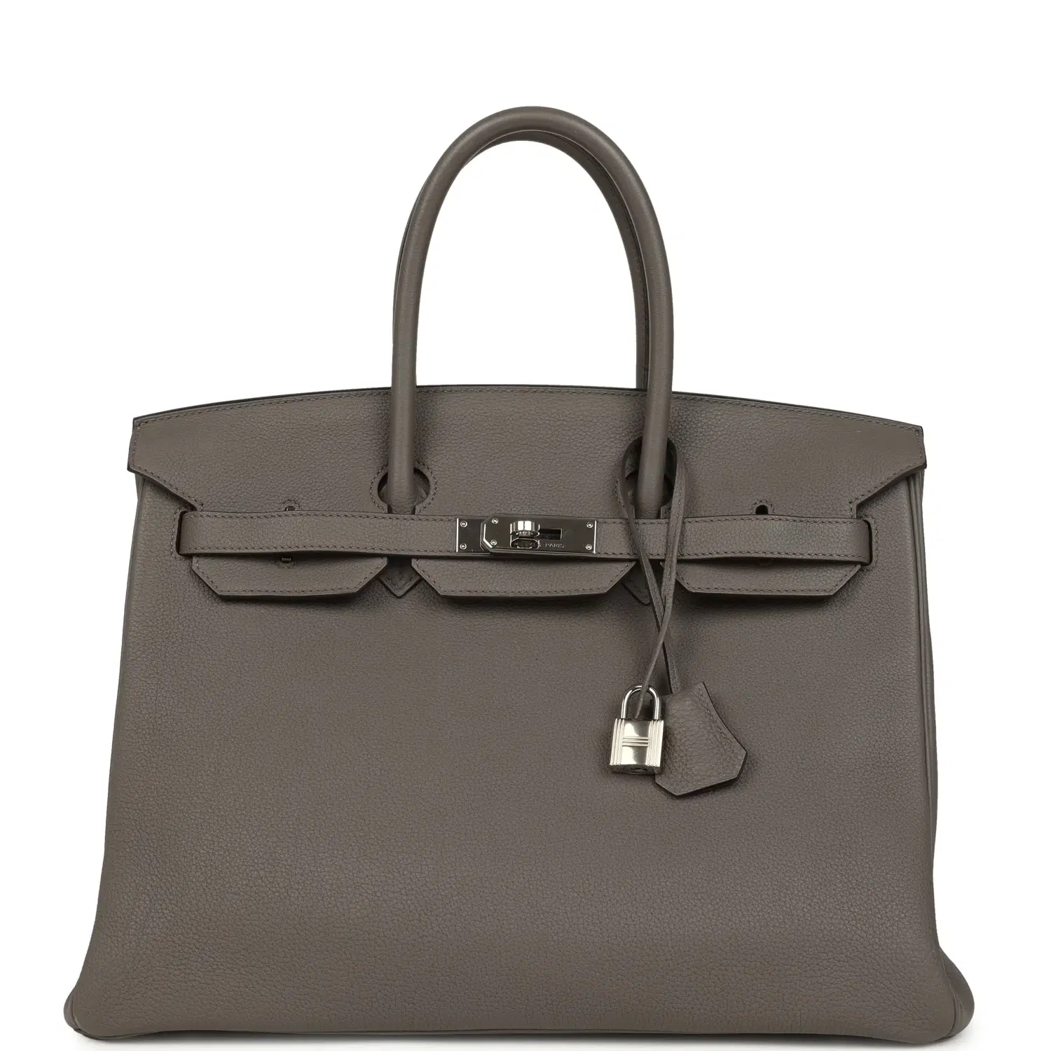 Pre-owned Hermes Birkin 35 Etain Togo Palladium Hardware