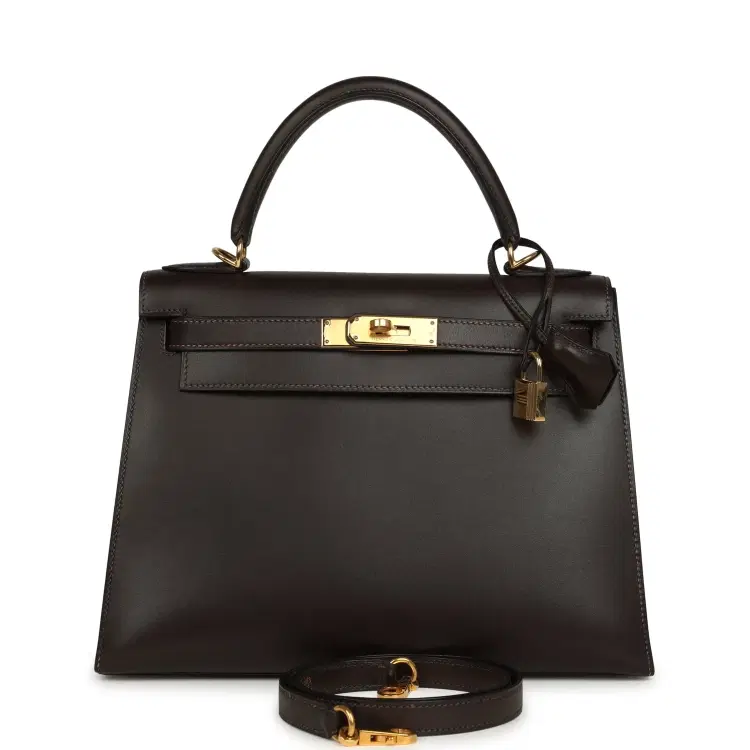 Vintage Hermes Kelly Sellier 28 Ebene Chamonix Gold Hardware-Hover-Image