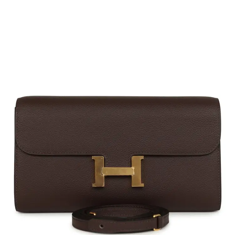 Hermes Constance Wallet To Go Moka Evercolor Gold Hardware-Hover-Image