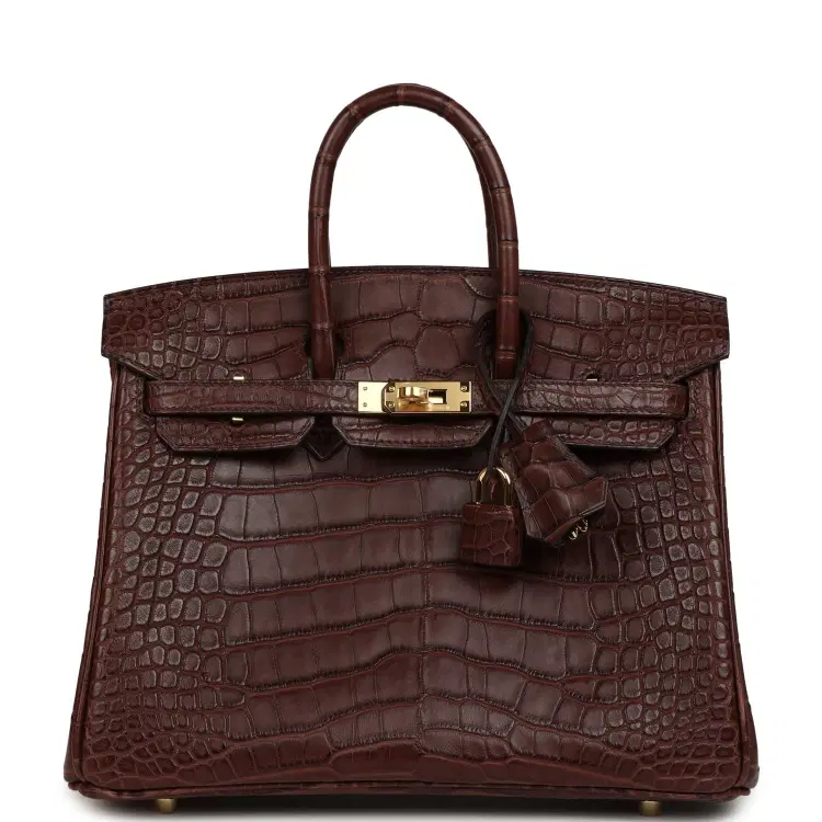 Hermes Birkin 25 Havane Matte Alligator Gold Hardware-Hover-Image