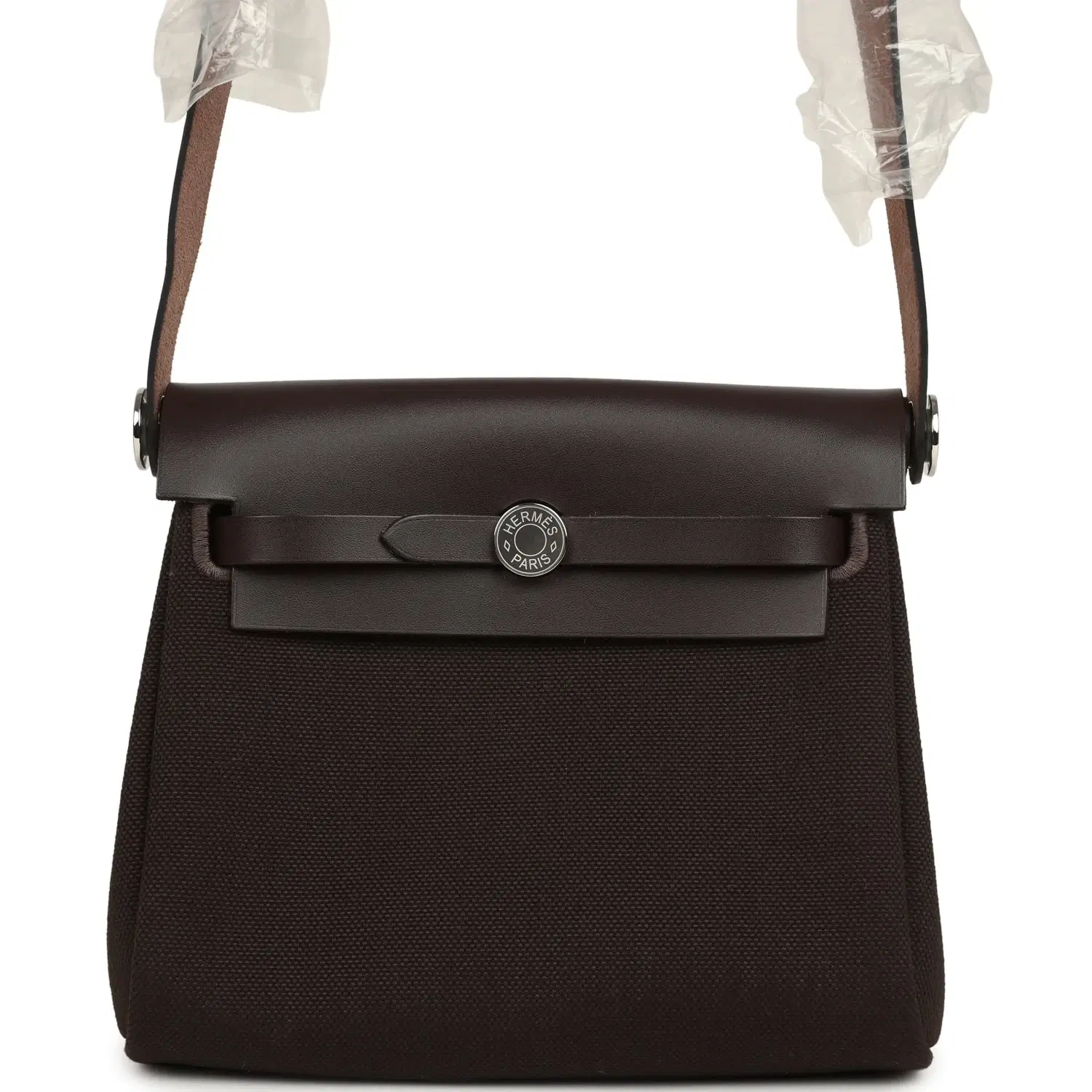 Hermes Herbag Zip 20 Mini Ebene Toile Militaire Canvas and Vache Hunter Palladium Hardware