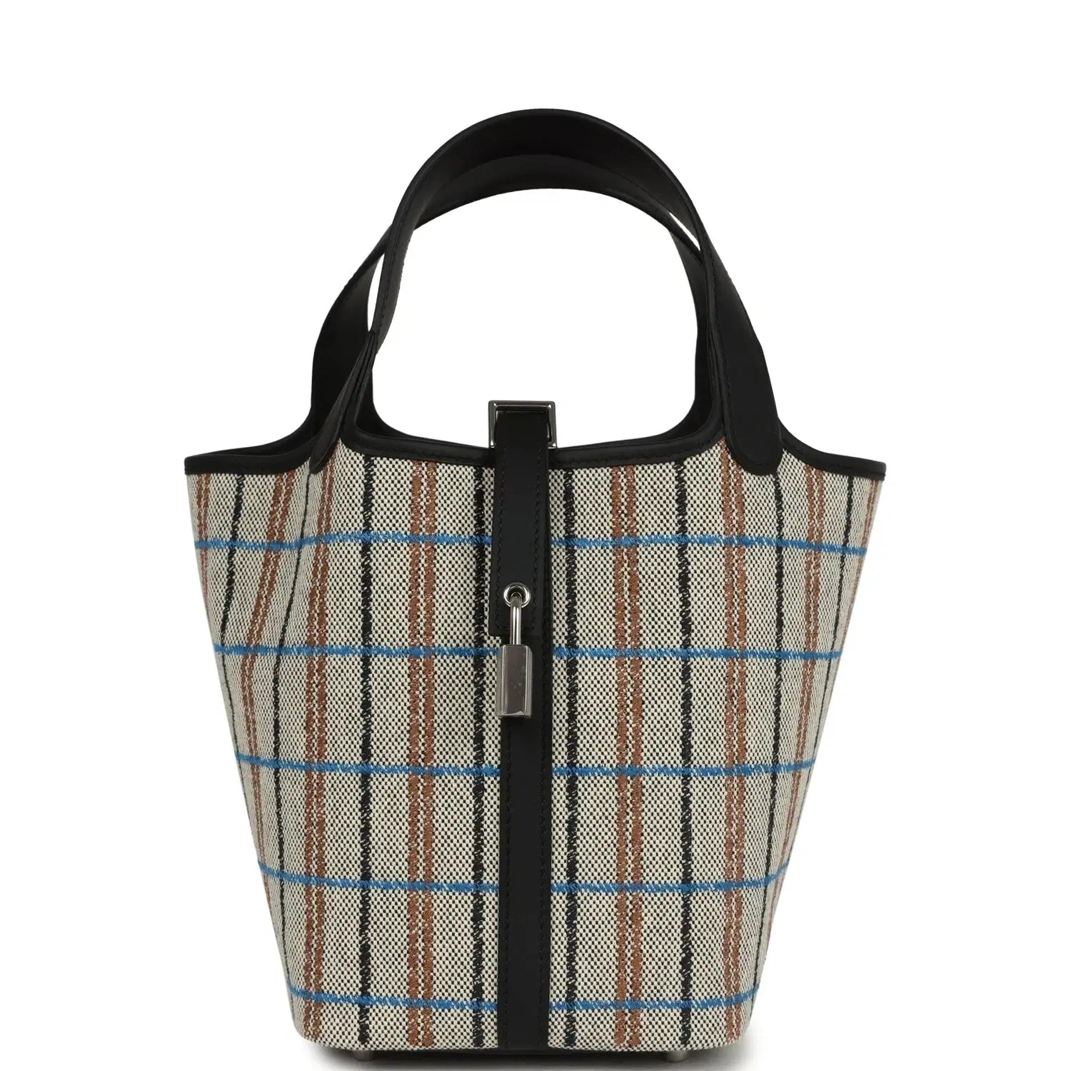 Hermes Picotin Lock 18 Black Swift and Ecru, Bleu, Black and Fauve Toile H Canvas Palladium Hardware