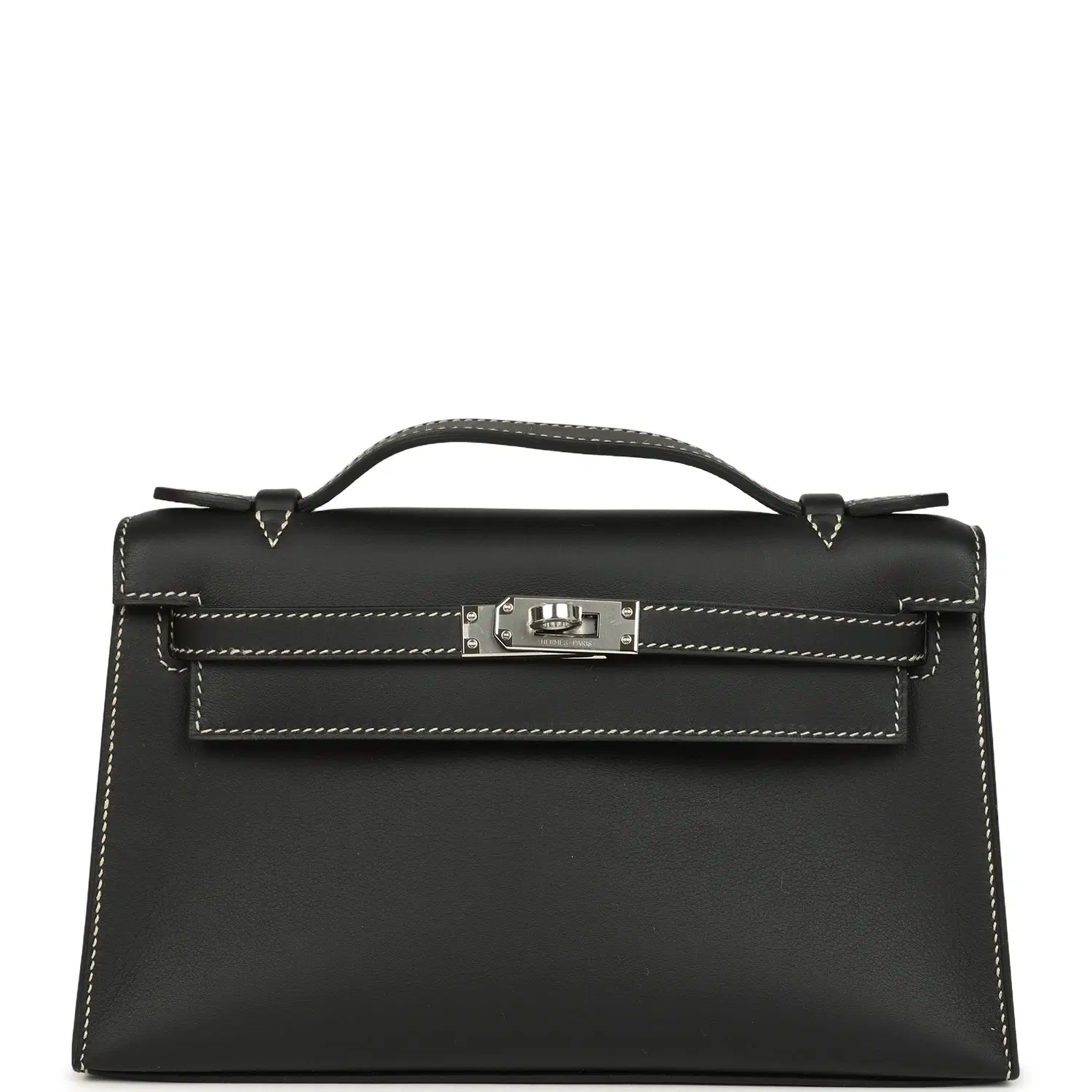 Hermes Special Order (HSS) Kelly Pochette Black Verso Swift Palladium Hardware