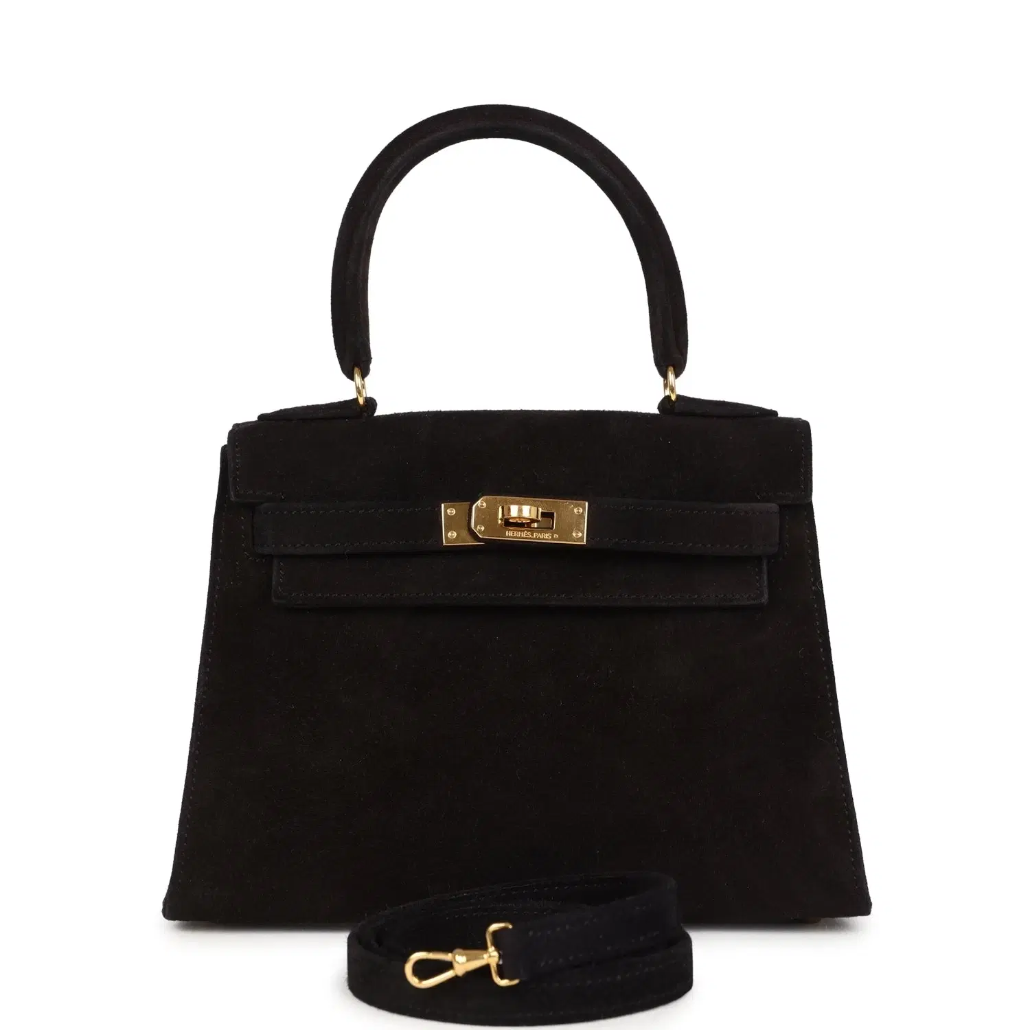 Vintage Hermes Kelly Sellier 20 Black Doblis Gold Hardware