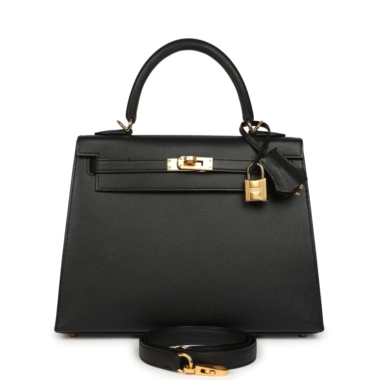 Hermes Kelly Sellier 25 Black Verso Madame Gold Hardware