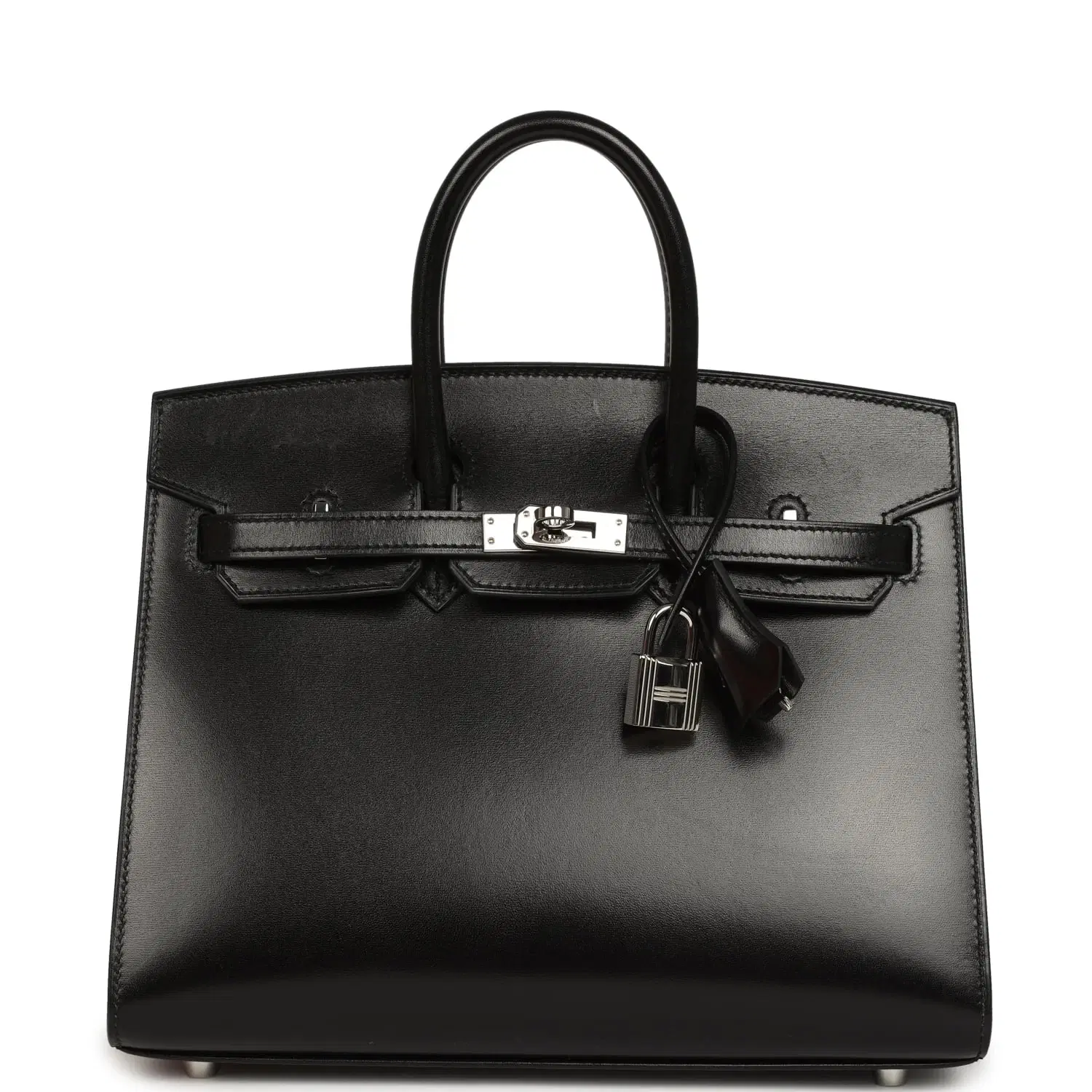Pre-owned Hermes Birkin Sellier 25 Black Box Palladium Hardware