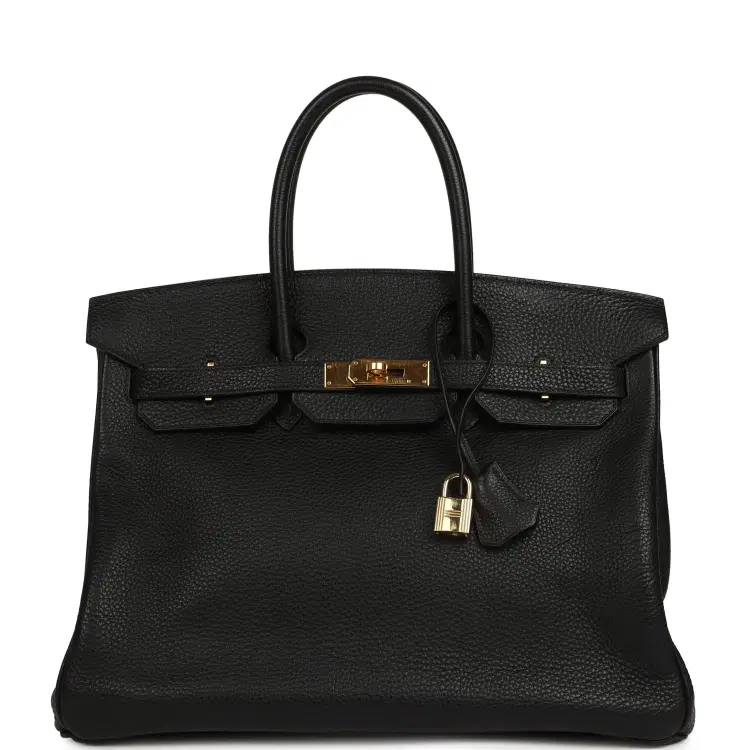 Vintage Hermes Birkin 35 Black Togo Gold Hardware-Hover-Image