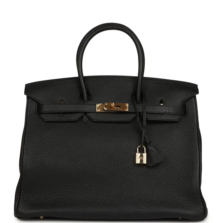 Vintage Hermes Birkin 35 Black Togo Gold Hardware-Hover-Image