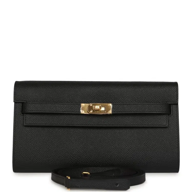 Hermes Kelly Wallet To Go Black Epsom Gold Hardware-Hover-Image