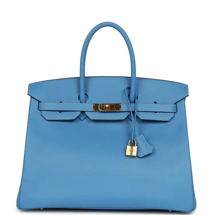 Pre-owned Hermes Birkin 35 Bleu Paradise Epsom Gold Hardware-Hover-Image