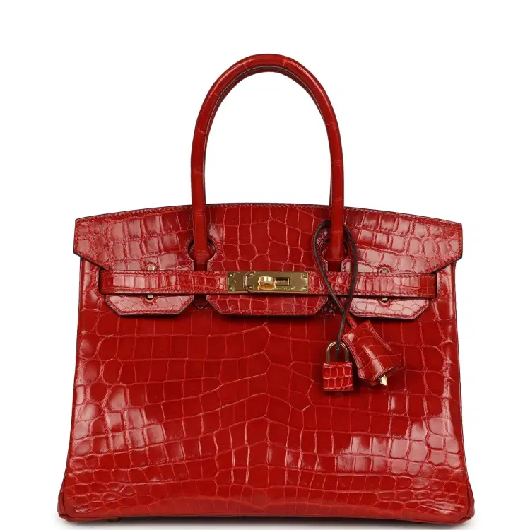 Pre-owned Hermes Birkin 30 Braise Shiny Niloticus Crocodile Gold Hardware-Hover-Image