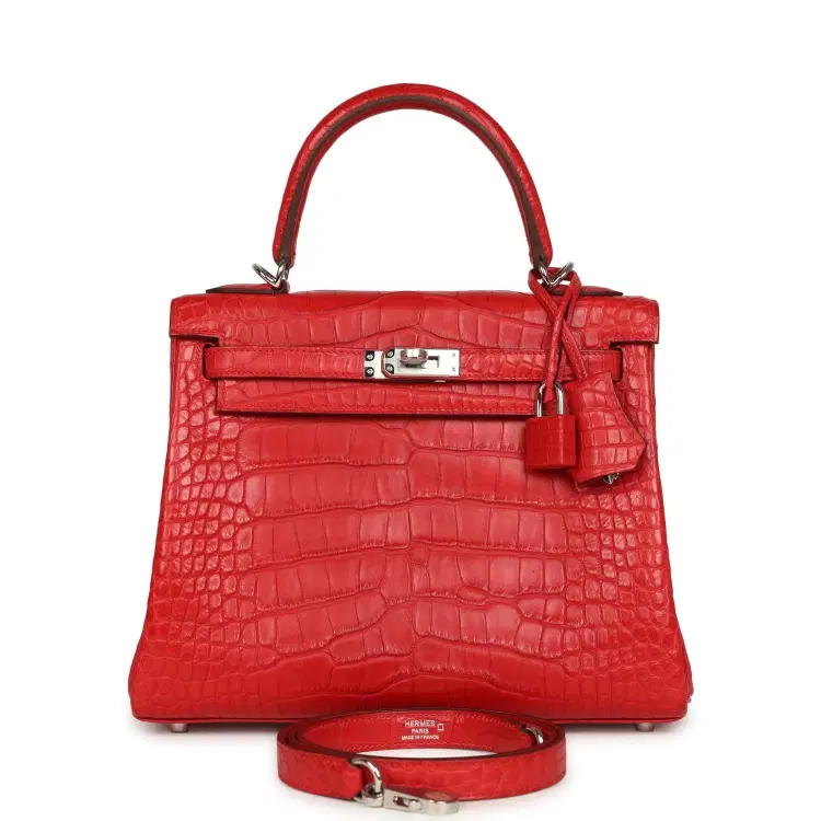 Hermes Kelly Retourne 25 Rouge Radieux Matte Alligator Palladium Hardware-Hover-Image