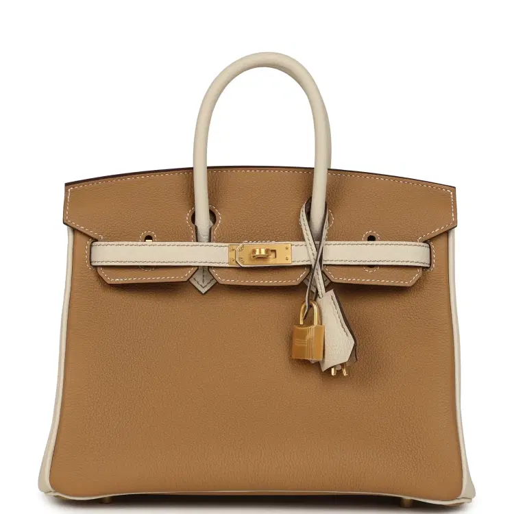Hermes Special Order (HSS) Birkin 25 Biscuit and Craie Togo Brushed Gold Hardware-Hover-Image