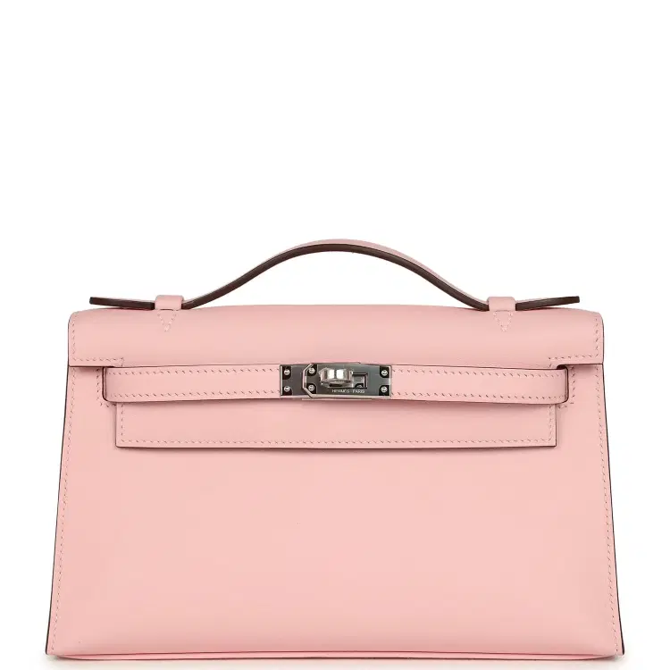 Hermes Kelly Pochette Rose Sakura Swift Palladium Hardware-Hover-Image