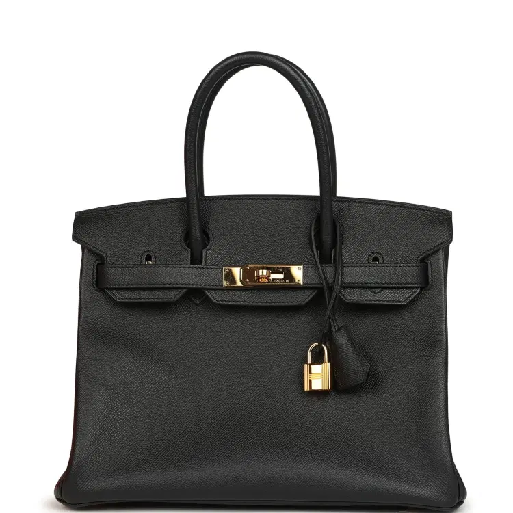 Pre-owned Hermes Birkin 30 Black Epsom Gold Hardware-Hover-Image