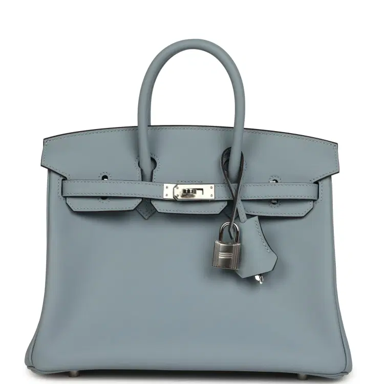 Hermes Birkin 25 Bleu Lin Swift Palladium Hardware-Hover-Image