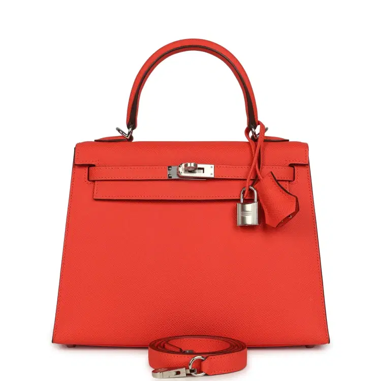 Hermes Kelly Sellier 25 Rose Texas Epsom Palladium Hardware-Hover-Image