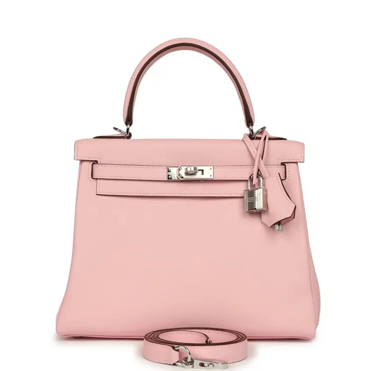 Hermes Kelly Retourne 25 Rose Sakura Swift Palladium Hardware-Hover-Image