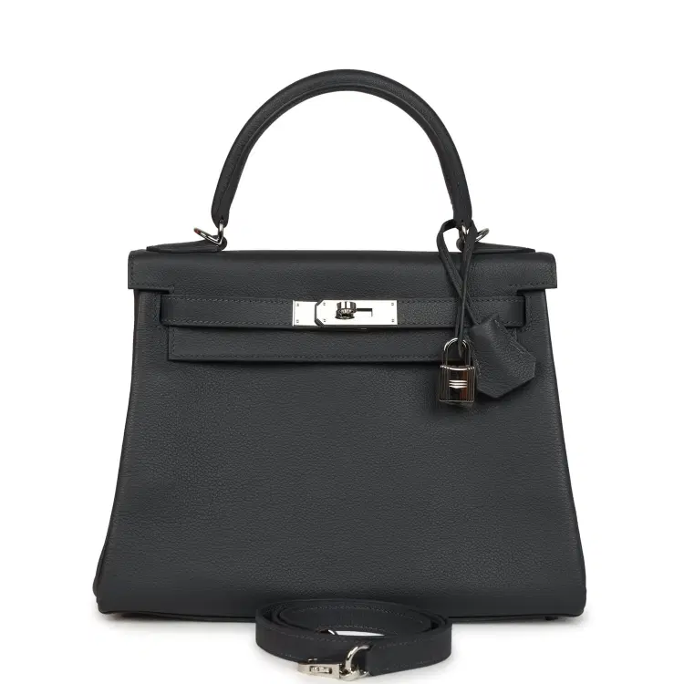 Pre-owned Hermes Kelly Retourne 28 Ardoise Evercolor Palladium Hardware-Hover-Image
