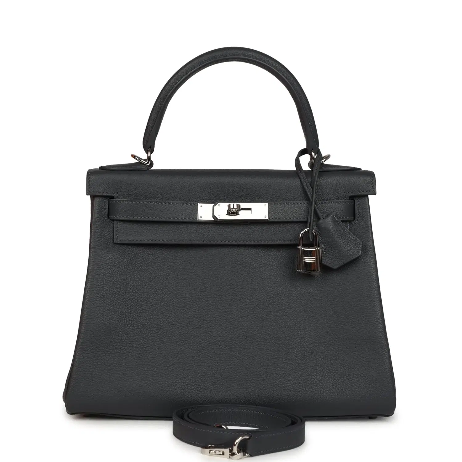 Pre-owned Hermes Kelly Retourne 28 Ardoise Evercolor Palladium Hardware