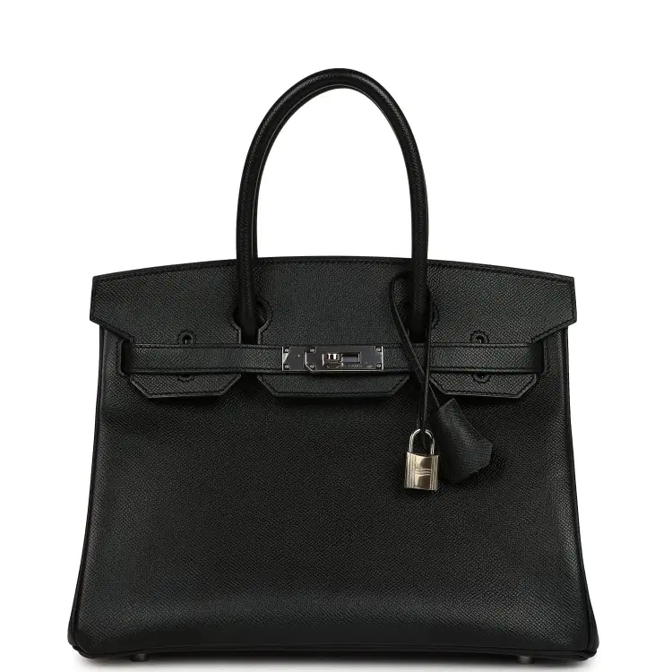 Pre-owned Hermes Birkin 30 Black Epsom Palladium Hardware-Hover-Image