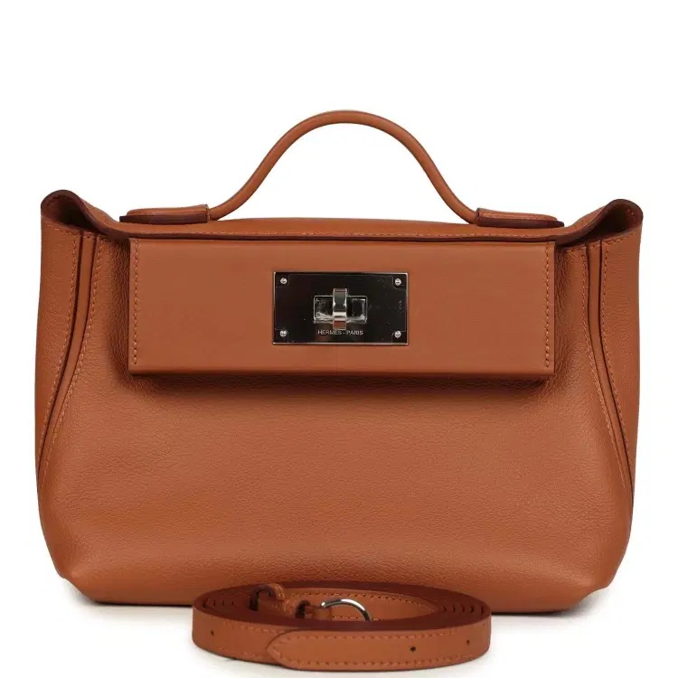 Hermes Mini 24/24 Bag Gold Evercolor and Swift Palladium Hardware-Hover-Image