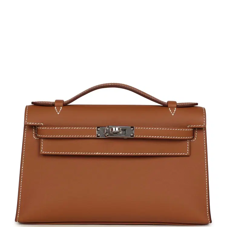 Hermes Kelly Pochette Gold Swift Palladium Hardware-Hover-Image