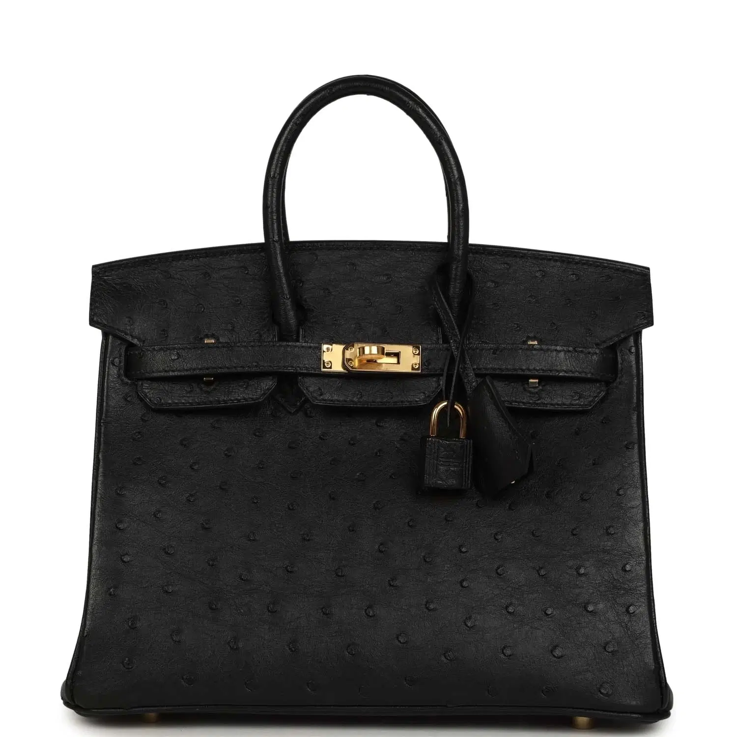 Hermes Birkin 25 Black Ostrich Gold Hardware