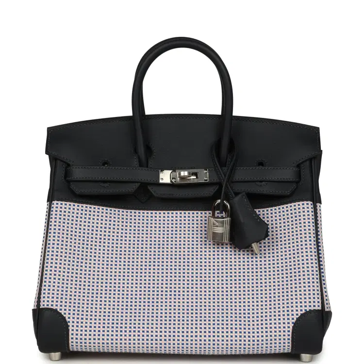Hermes Birkin Quadrille 25 Caban Swift and Toile Palladium Hardware-Hover-Image