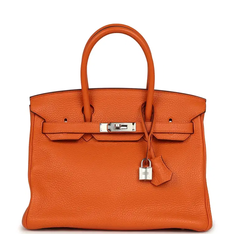 Pre-owned Hermes Birkin 30 Orange Clemence Palladium Hardware-Hover-Image