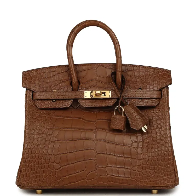 Hermes Birkin 25 Alezan Matte Alligator Gold Hardware-Hover-Image