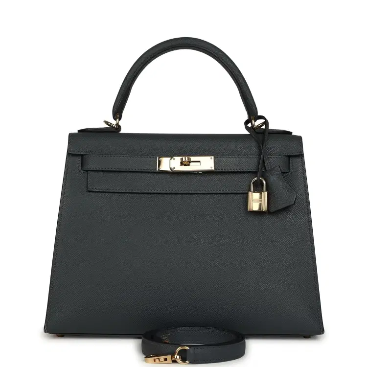 Pre-owned Hermes Kelly Sellier 28 Gris Misty Epsom Permabrass Hardware-Hover-Image