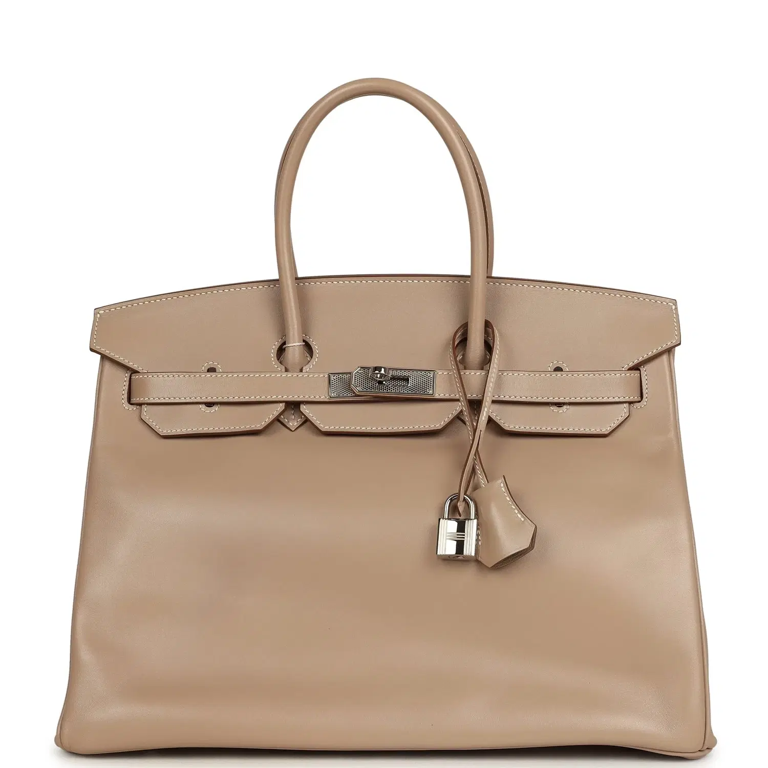 Pre-owned Hermes Birkin 35 Argile Tadelakt Guilloche Palladium Hardware
