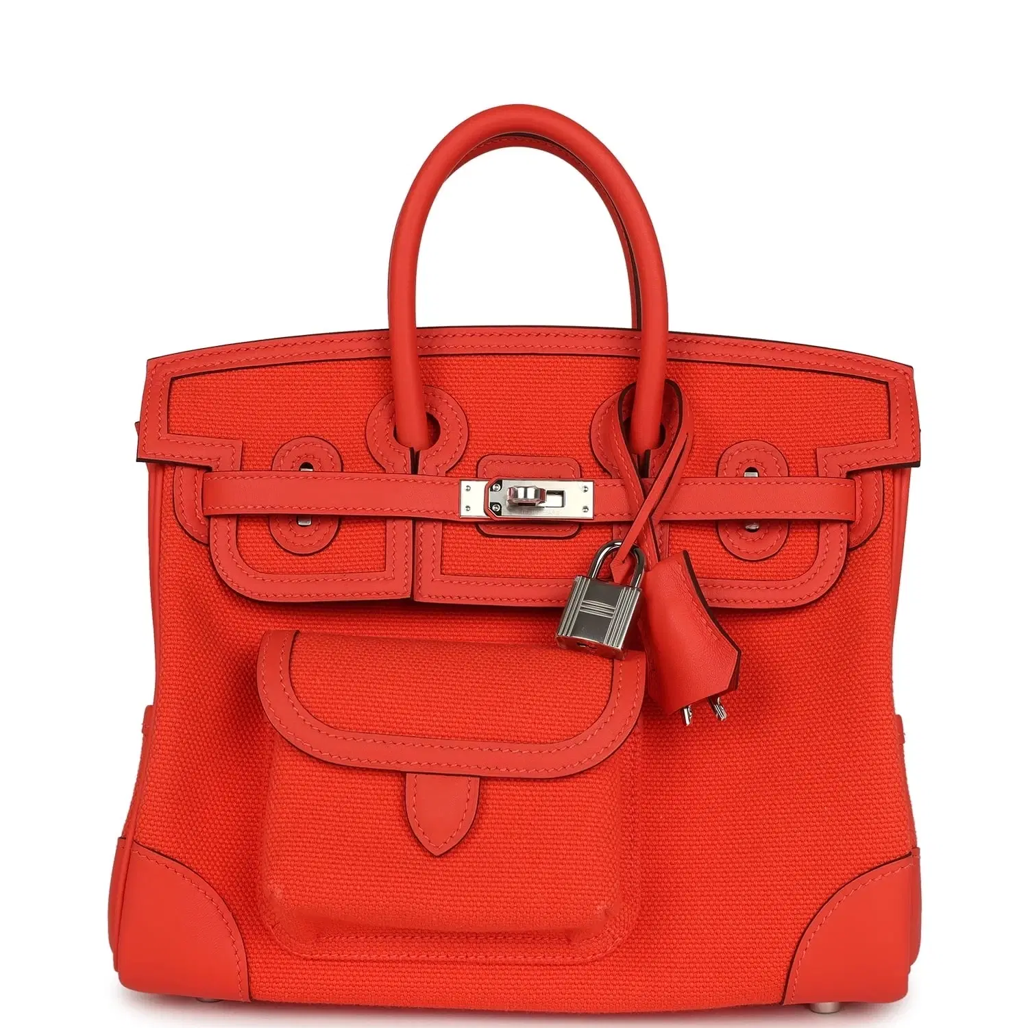 Hermes Birkin 25 Cargo Orange Field Toile Goeland and Swift Palladium Hardware