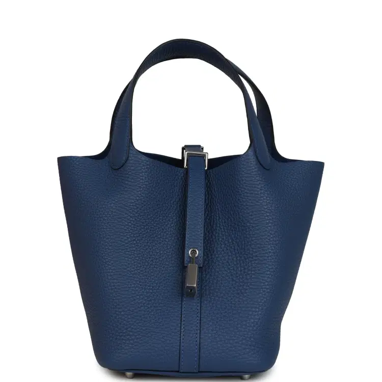Hermes Picotin Lock 18 Bleu Tie Clemence Palladium Hardware-Hover-Image