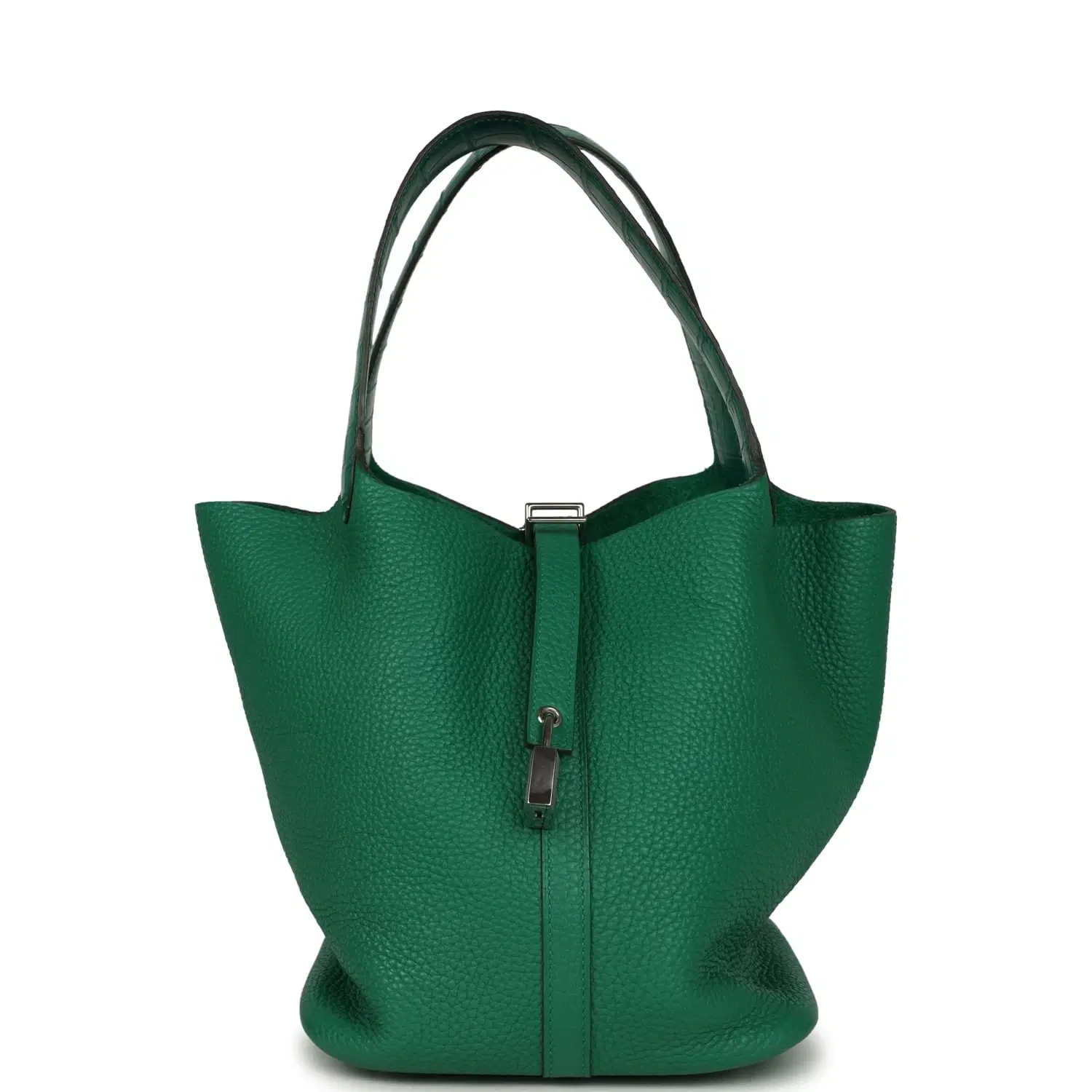 Pre-owned Hermes Picotin Lock 22 Vert Vertigo Clemence and Matte Alligator Touch Palladium Hardware