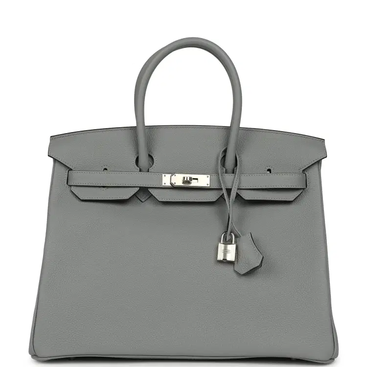 Hermes Birkin 35 Gris Pantin Togo Palladium Hardware-Hover-Image