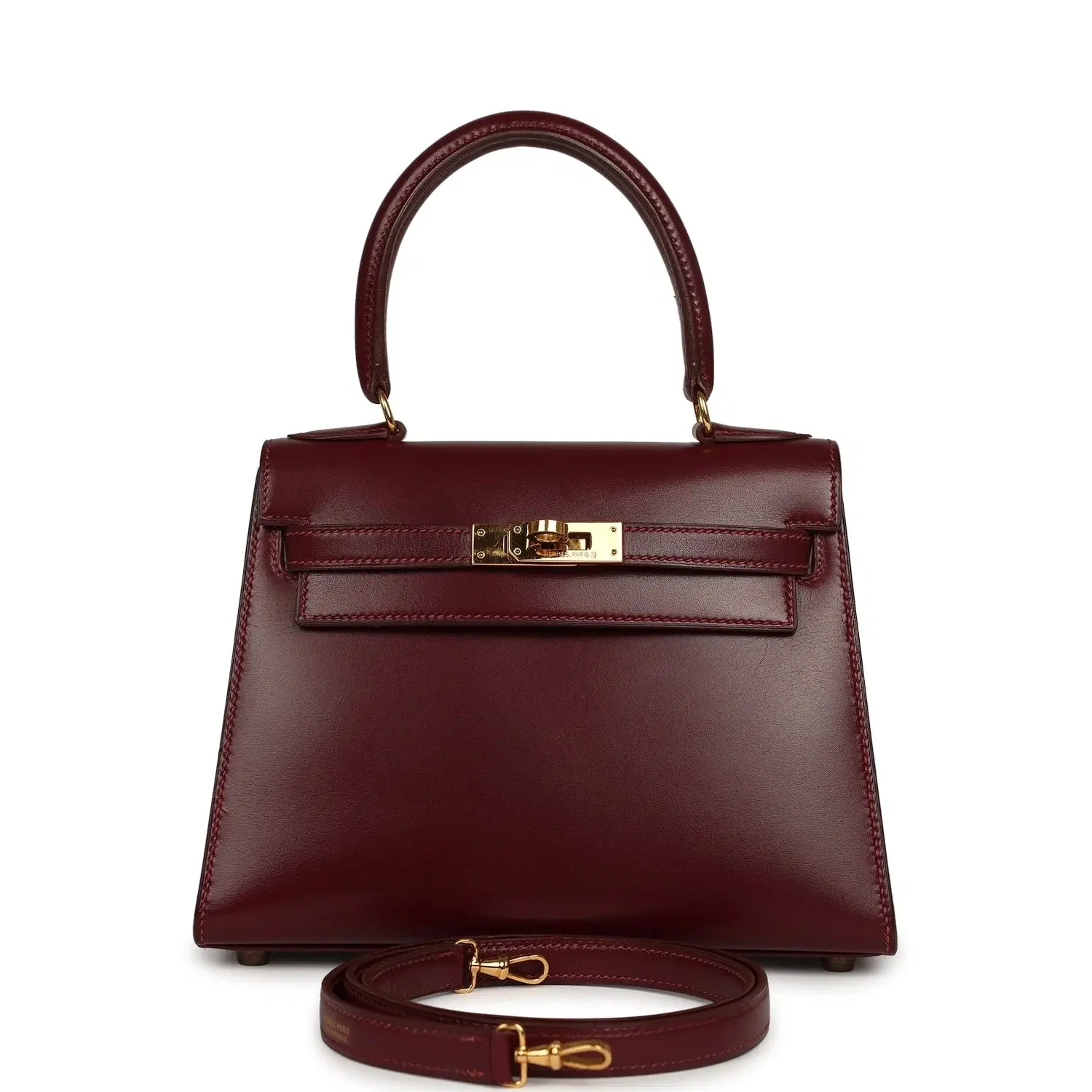 Vintage Hermes Kelly Sellier 20 Rouge H Box Gold Hardware