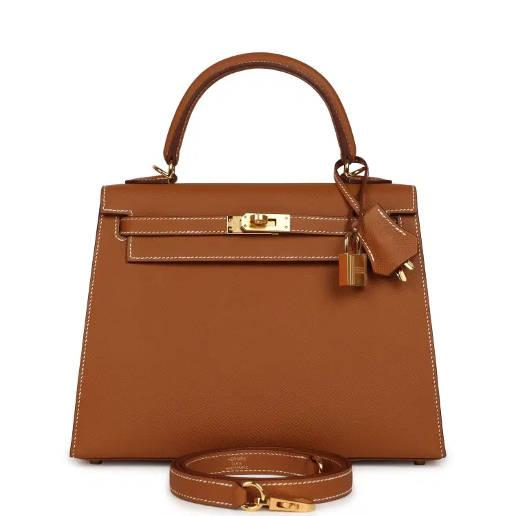 Hermes Kelly Sellier 25 Gold Epsom Gold Hardware-Hover-Image