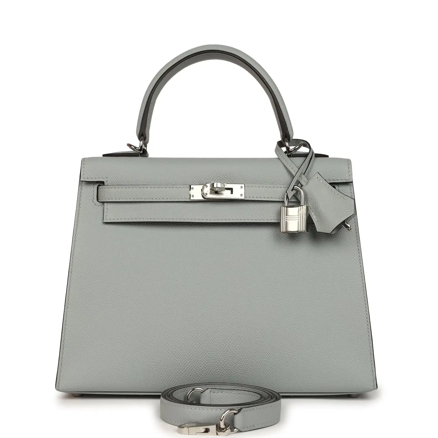 Hermes Kelly Sellier 25 Bleu Glacier Epsom Palladium Hardware