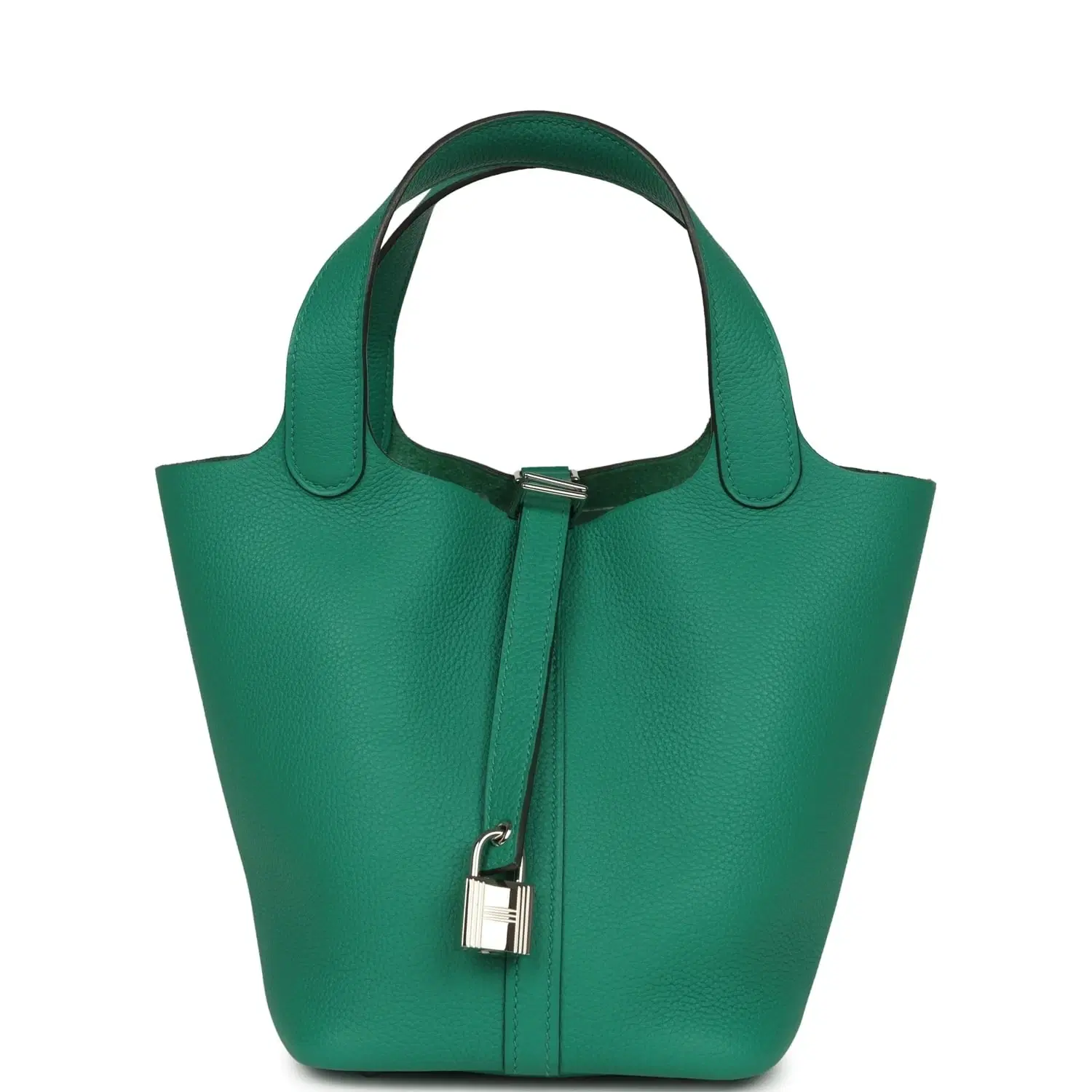 Pre-owned Hermes Picotin Lock 18 Vert Jade Clemence Palladium Hardware