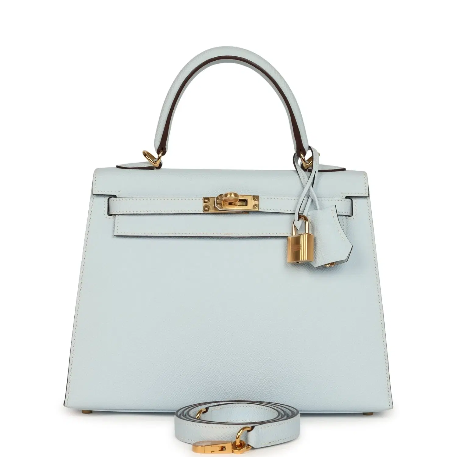 Hermes Kelly Sellier 25 Bleu Brume Epsom Gold Hardware