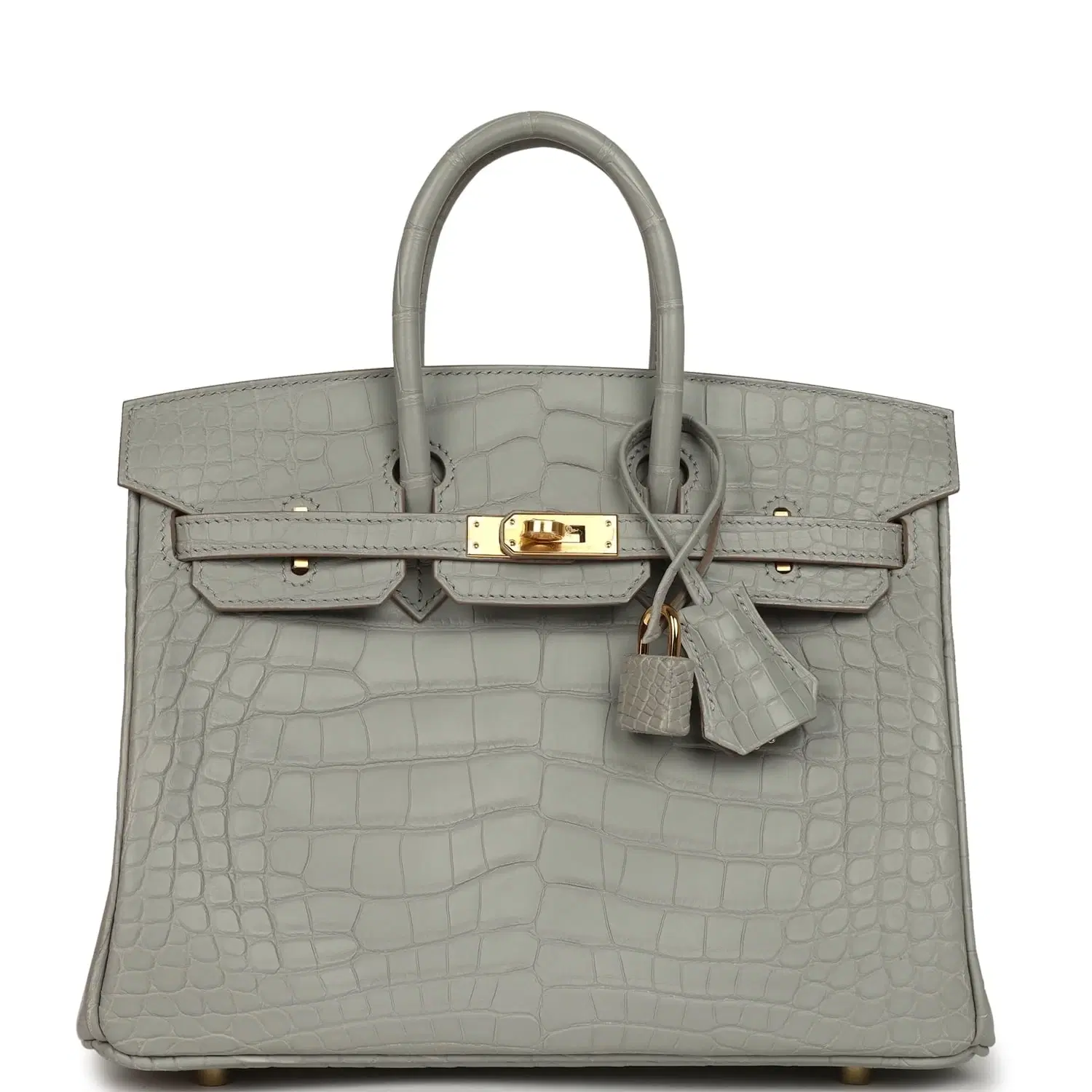 Hermes Birkin 25 Gris Perle Matte Alligator Gold Hardware