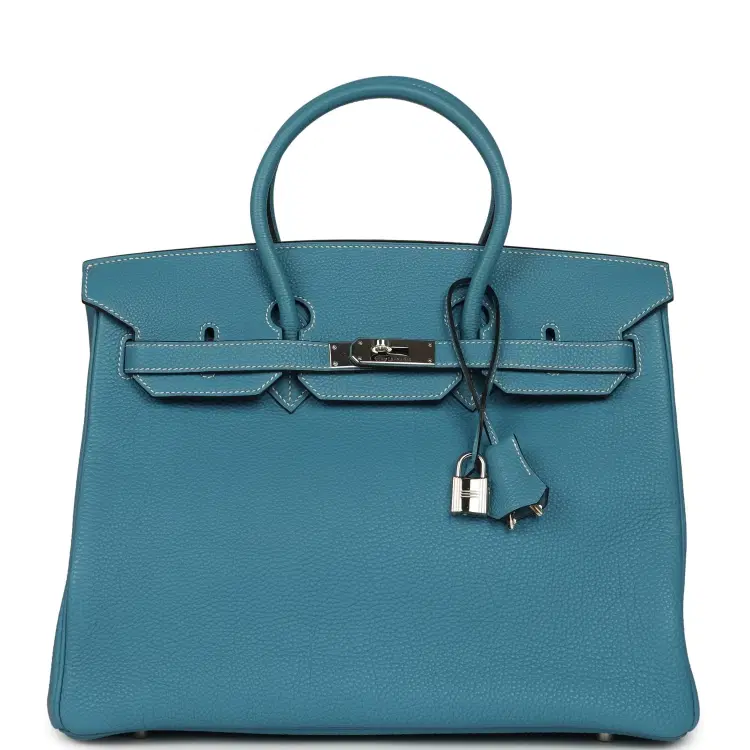 Vintage Hermes Birkin 35 Blue Jean Togo Palladium Hardware-Hover-Image