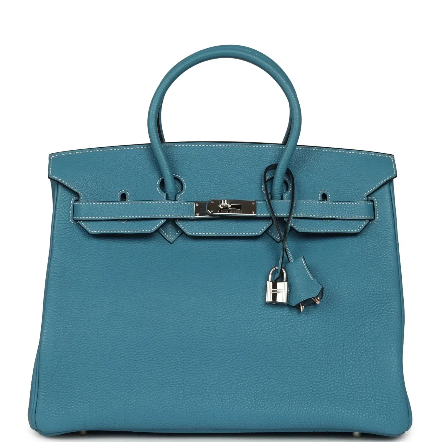 Vintage Hermes Birkin 35 Blue Jean Togo Palladium Hardware