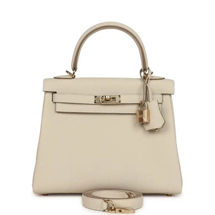 Hermes Kelly Retourne 25 Craie Togo Permabrass Hardware-Hover-Image