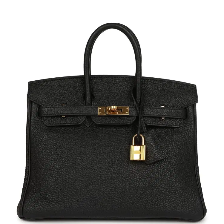 Pre-owned Hermes Birkin 25 Black Togo Gold Hardware-Hover-Image